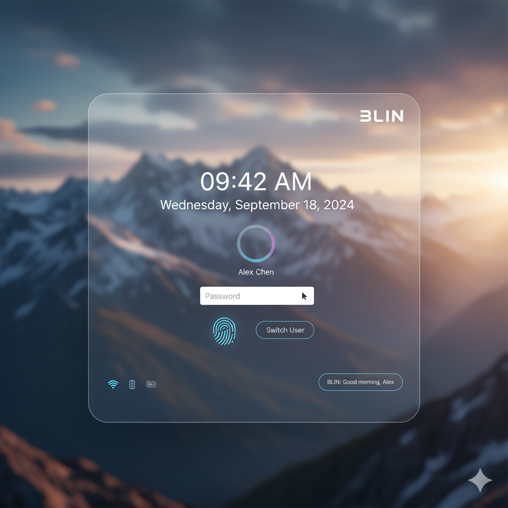 Pantalla de bloqueo moderna de BLIN OS